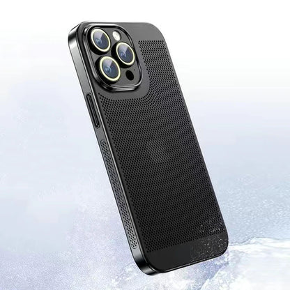 Heat Dissipation Phone Case for  15 14 11 12 13 Pro Max 14Plus XS Max Mini Cover Electroplated Border Honeycomb Mesh Shell