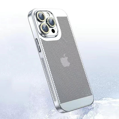 Heat Dissipation Phone Case for  15 14 11 12 13 Pro Max 14Plus XS Max Mini Cover Electroplated Border Honeycomb Mesh Shell