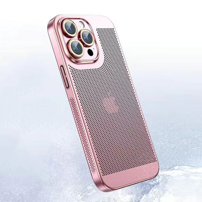 Heat Dissipation Phone Case for  15 14 11 12 13 Pro Max 14Plus XS Max Mini Cover Electroplated Border Honeycomb Mesh Shell